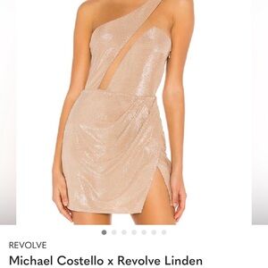 New with tags- Michael Costello X Revolve Linden Gold Shimmer Dress